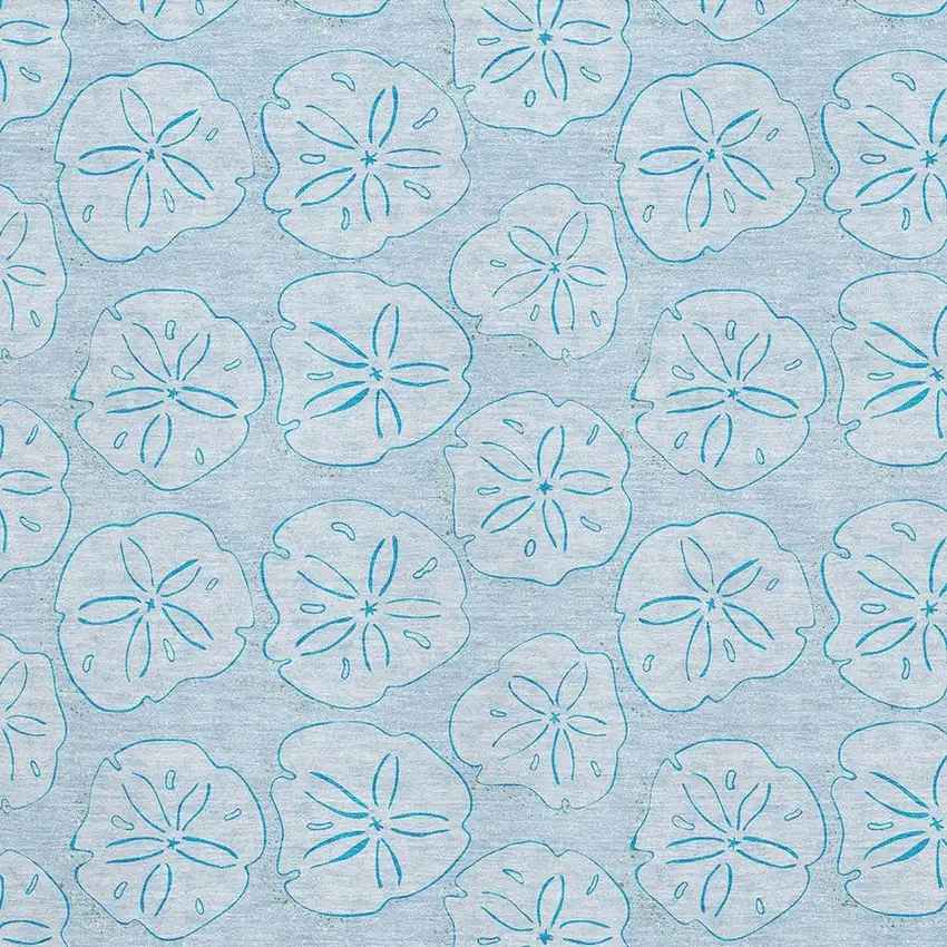 Blue And Ivory Geometric Washable Area Rug With UV Protection Photo 3