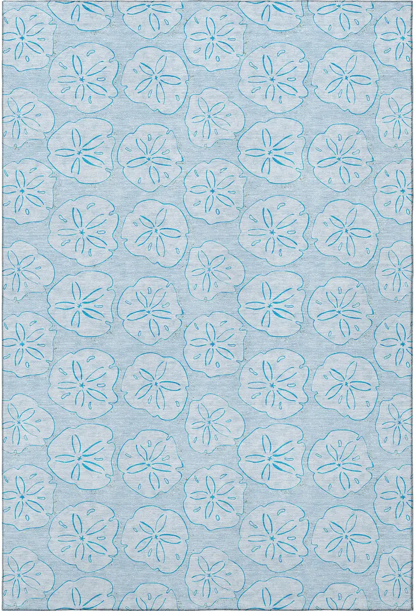 Blue And Ivory Geometric Washable Area Rug With UV Protection Photo 4