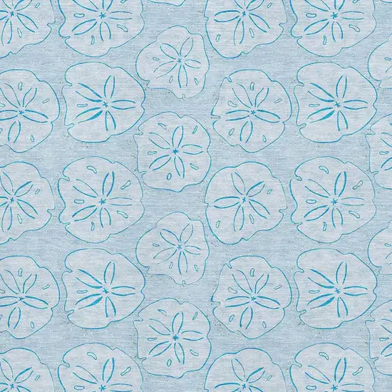 Blue And Ivory Geometric Washable Area Rug With UV Protection Photo 3