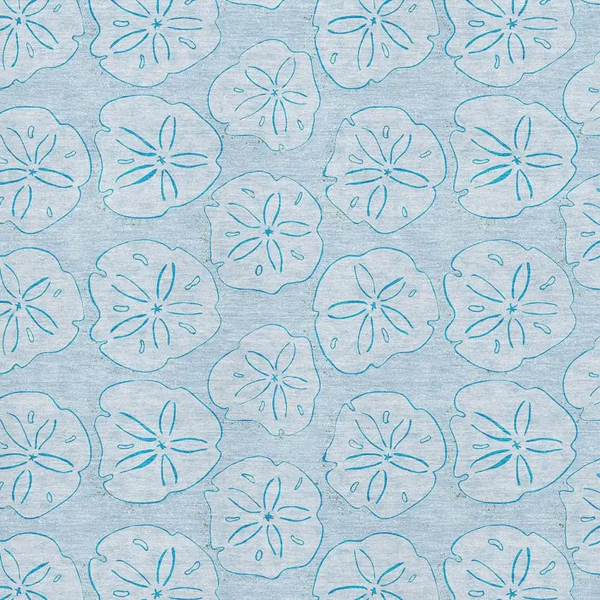 Blue And Ivory Geometric Washable Area Rug With UV Protection Photo 3