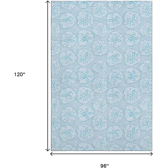 Blue And Ivory Geometric Washable Area Rug With UV Protection Photo 3
