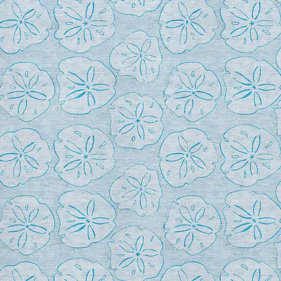 Blue And Ivory Geometric Washable Area Rug With UV Protection Photo 3