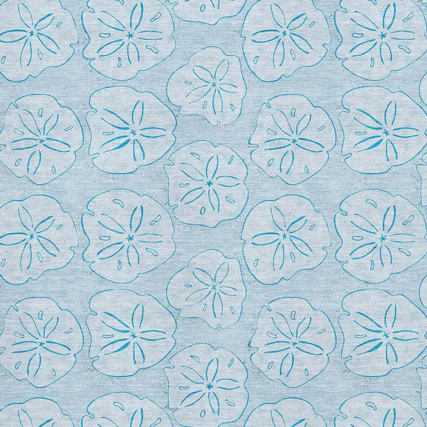 Blue And Ivory Geometric Washable Area Rug With UV Protection Photo 3