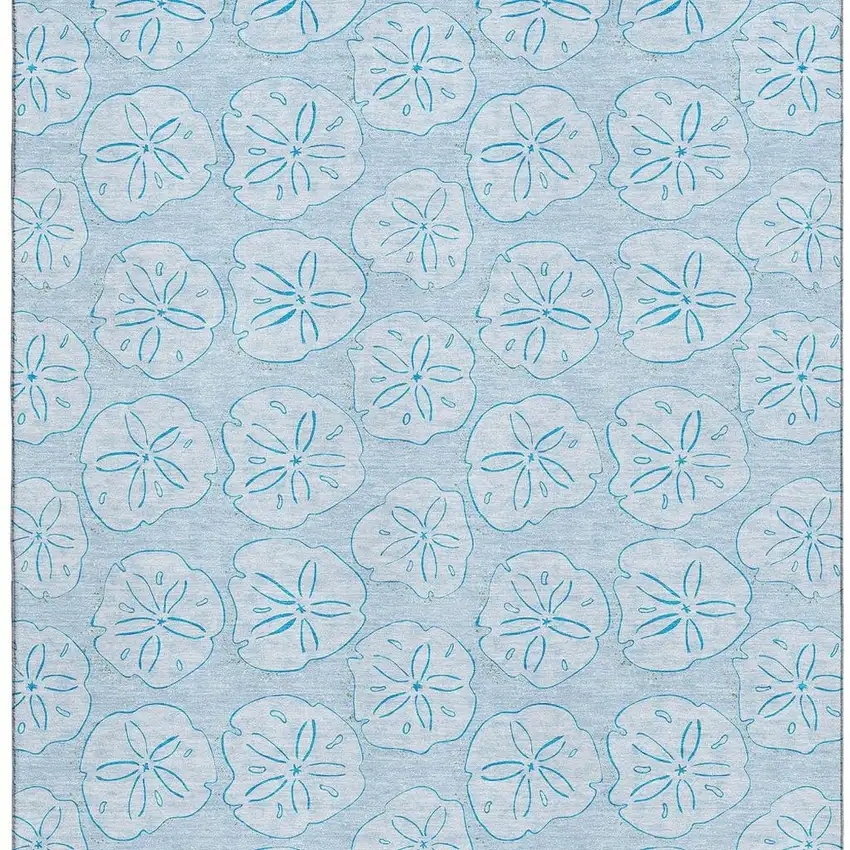 Blue And Ivory Geometric Washable Area Rug With UV Protection Photo 4