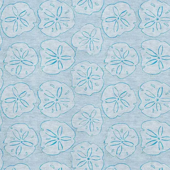 Blue And Ivory Geometric Washable Area Rug With UV Protection Photo 3