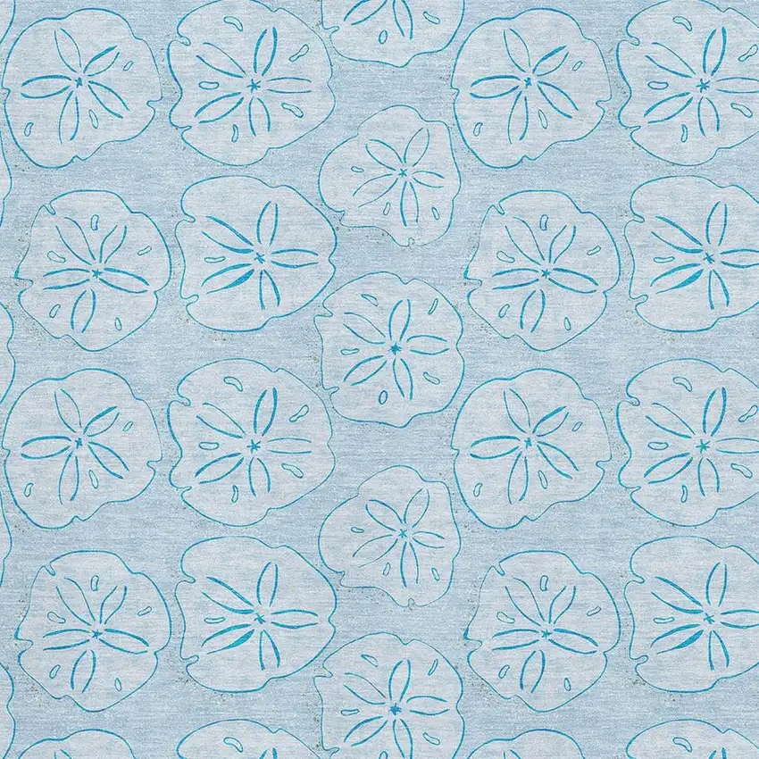 Blue And Ivory Geometric Washable Area Rug With UV Protection Photo 3