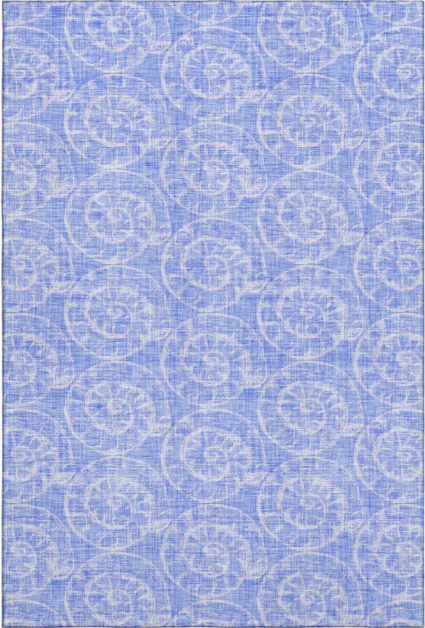 Blue And Ivory Geometric Washable Area Rug With UV Protection Photo 1