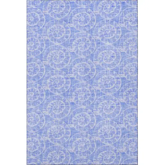 Blue And Ivory Geometric Washable Area Rug With UV Protection Photo 4