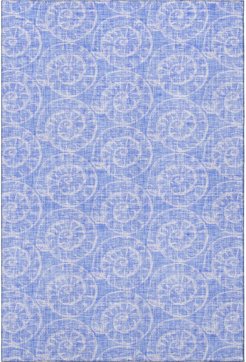 Blue And Ivory Geometric Washable Area Rug With UV Protection Photo 4