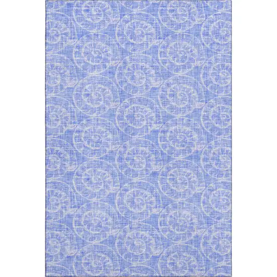 Blue And Ivory Geometric Washable Area Rug With UV Protection Photo 1