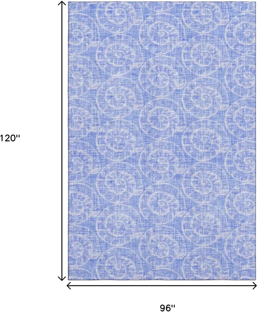 Blue And Ivory Geometric Washable Area Rug With UV Protection Photo 3