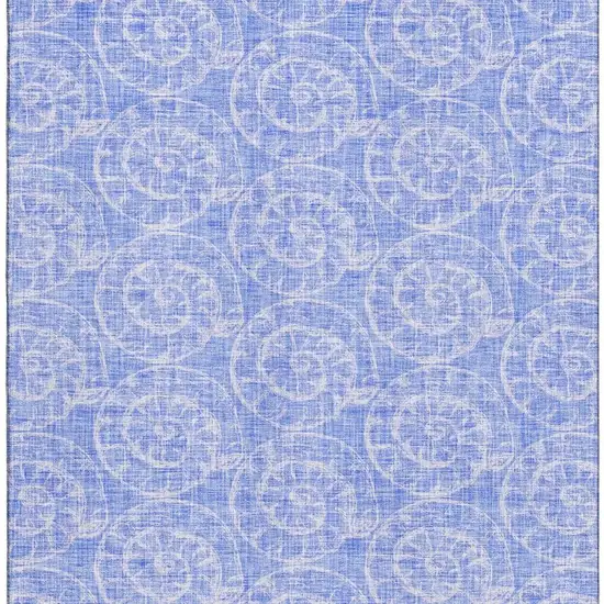 Blue And Ivory Geometric Washable Area Rug With UV Protection Photo 3
