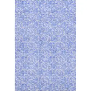Photo of Blue And Ivory Geometric Washable Area Rug With UV Protection