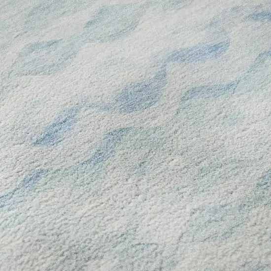 Blue And Ivory Geometric Washable Area Rug With UV Protection Photo 9