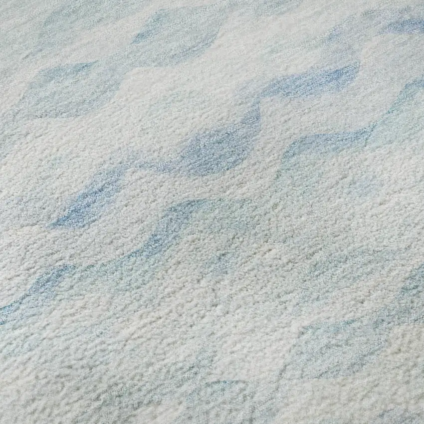 Blue And Ivory Geometric Washable Area Rug With UV Protection Photo 9