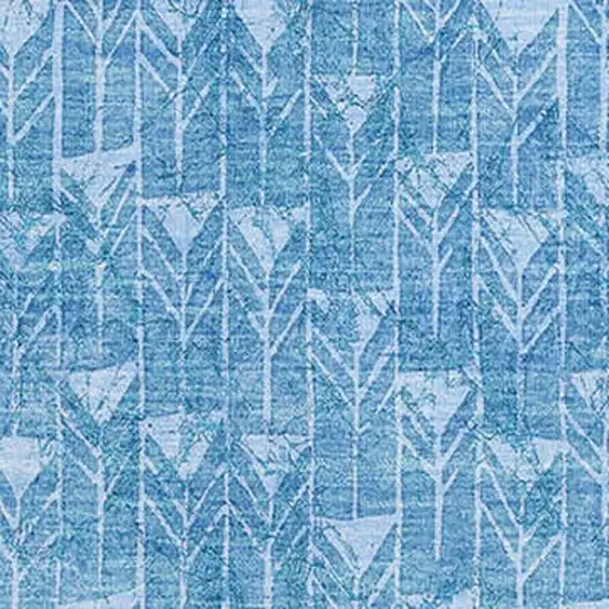 Blue And Ivory Geometric Washable Area Rug With UV Protection Photo 3