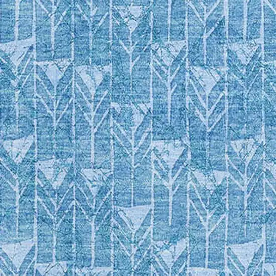 Blue And Ivory Geometric Washable Area Rug With UV Protection Photo 3