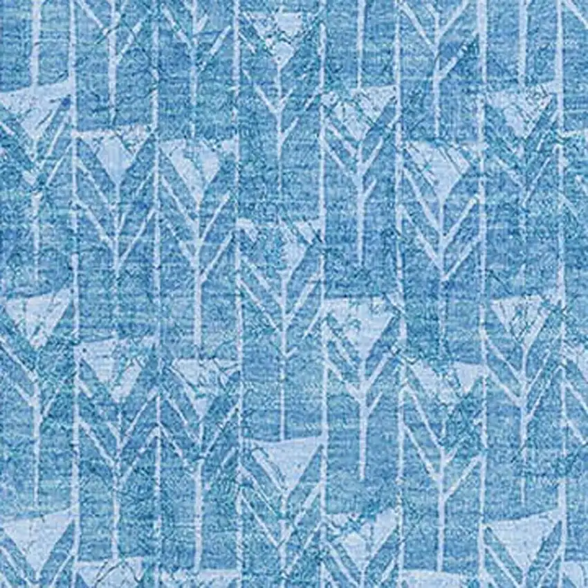 Blue And Ivory Geometric Washable Area Rug With UV Protection Photo 3