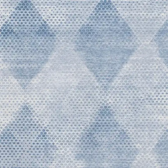 Blue And Ivory Geometric Washable Area Rug With UV Protection Photo 3