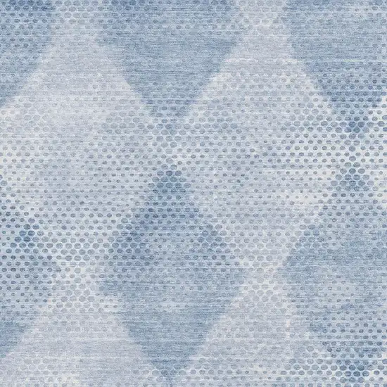 Blue And Ivory Geometric Washable Area Rug With UV Protection Photo 3