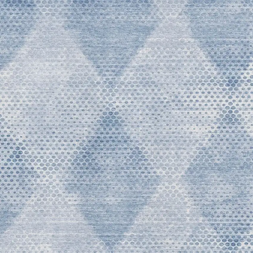 Blue And Ivory Geometric Washable Area Rug With UV Protection Photo 3