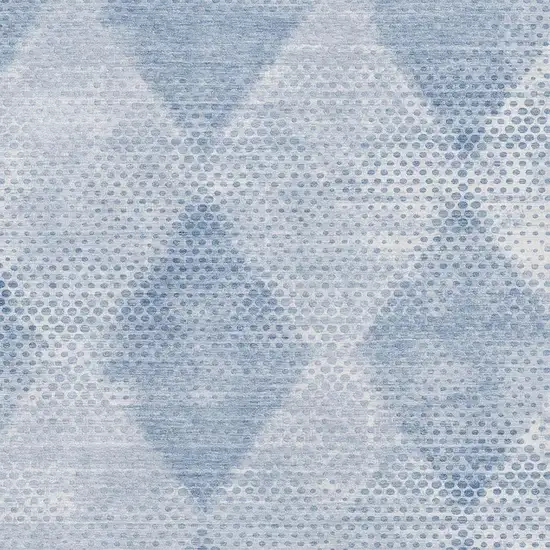 Blue And Ivory Geometric Washable Area Rug With UV Protection Photo 3