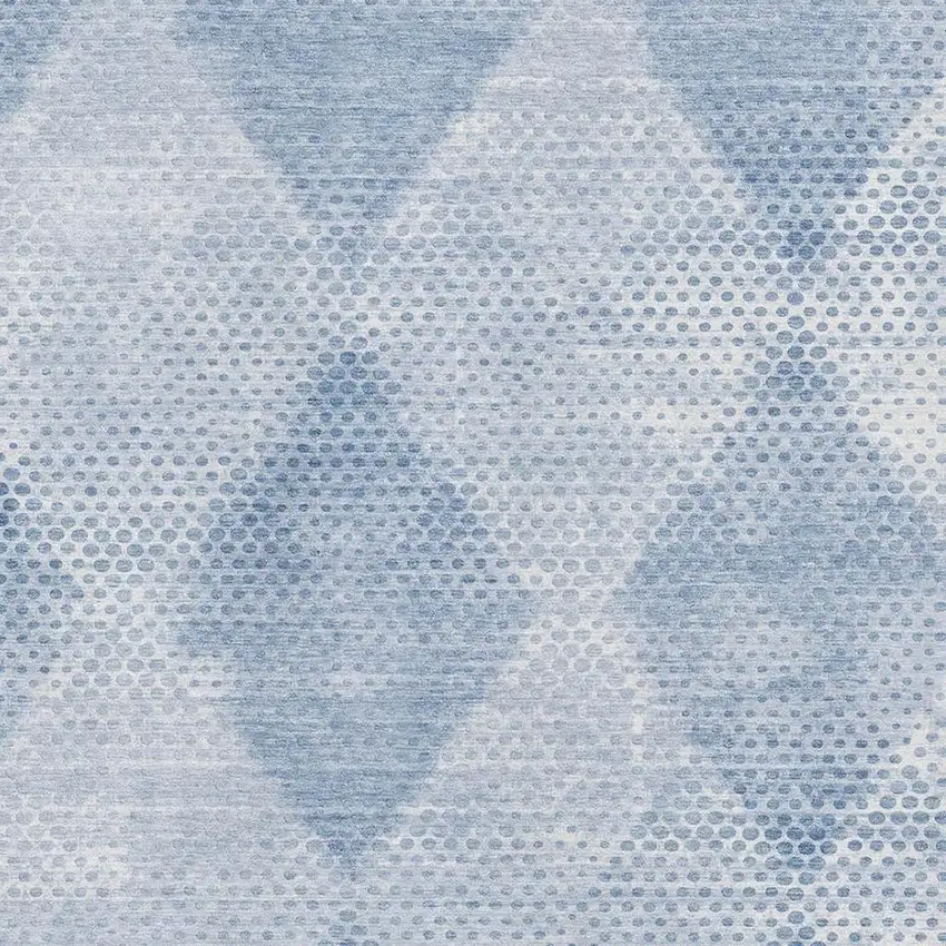 Blue And Ivory Geometric Washable Area Rug With UV Protection Photo 3