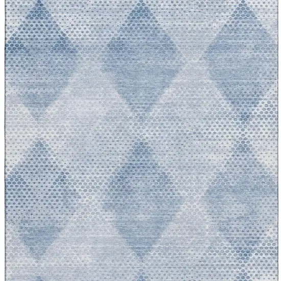 Blue And Ivory Geometric Washable Area Rug With UV Protection Photo 4
