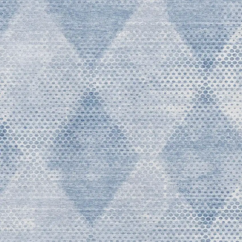 Blue And Ivory Geometric Washable Area Rug With UV Protection Photo 3