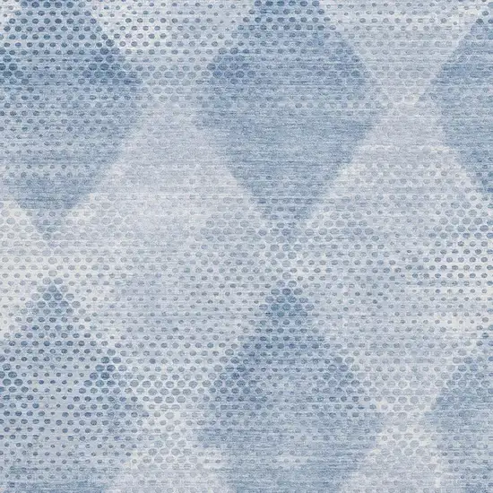 Blue And Ivory Geometric Washable Area Rug With UV Protection Photo 3