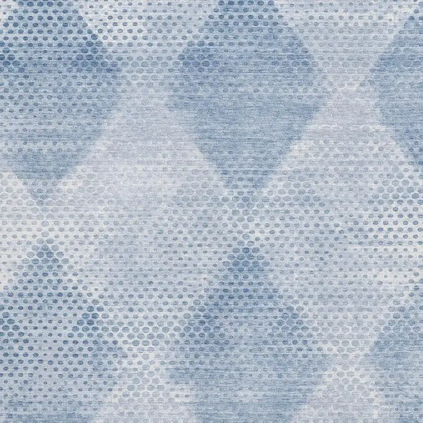 Blue And Ivory Geometric Washable Area Rug With UV Protection Photo 3