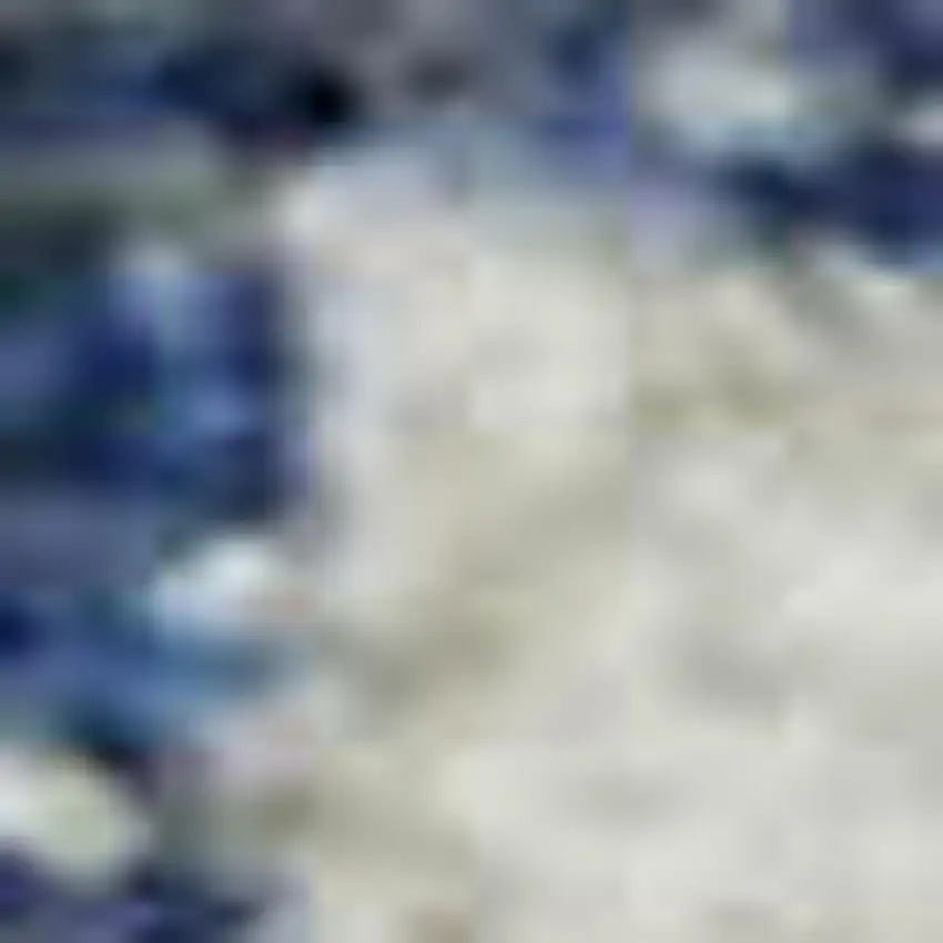 Blue And Ivory Geometric Washable Area Rug With UV Protection Photo 4