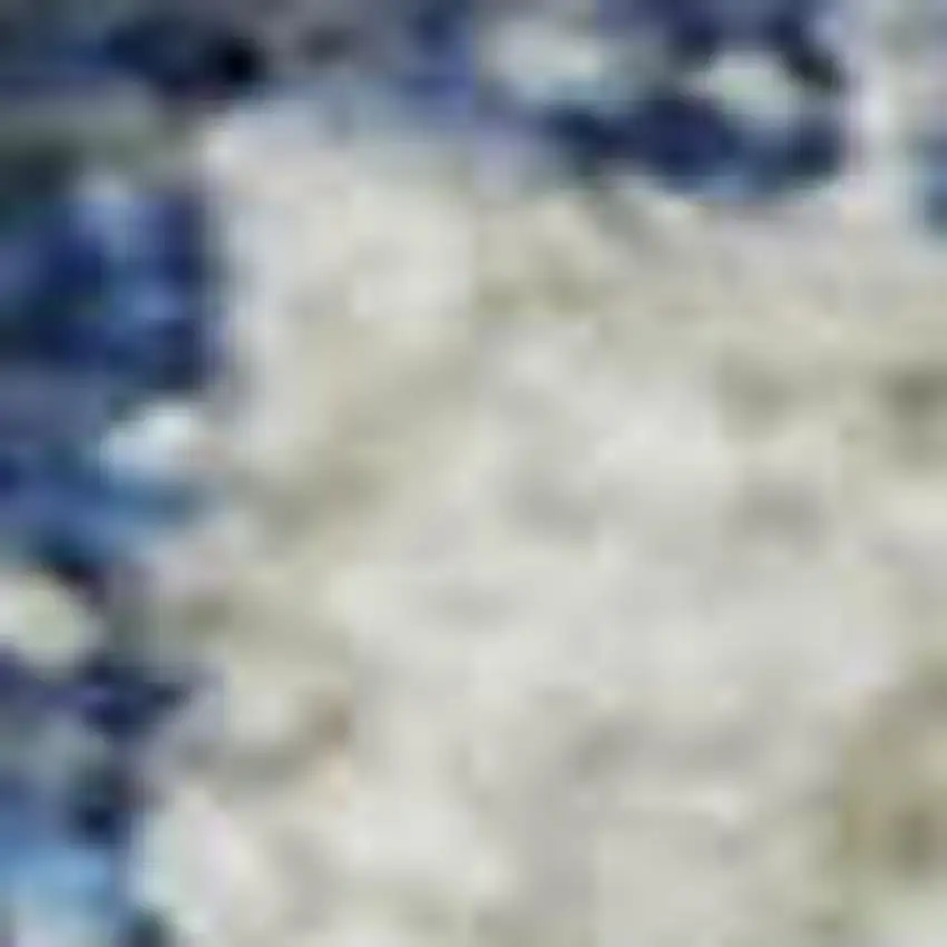 Blue And Ivory Geometric Washable Area Rug With UV Protection Photo 5