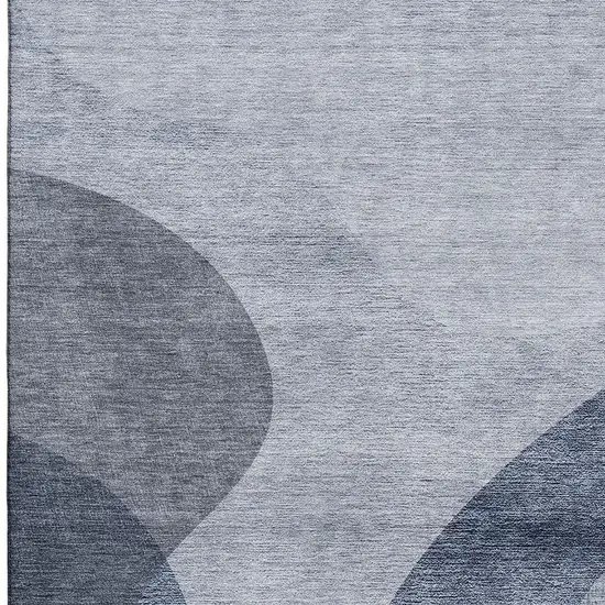 Blue And Ivory Geometric Washable Area Rug With UV Protection Photo 3