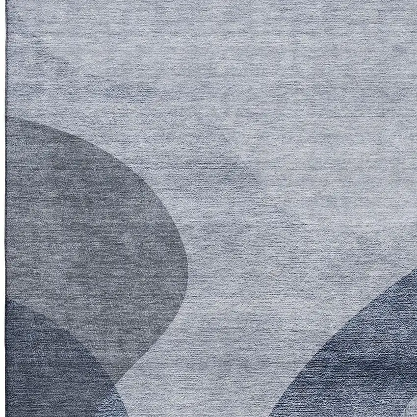 Blue And Ivory Geometric Washable Area Rug With UV Protection Photo 3