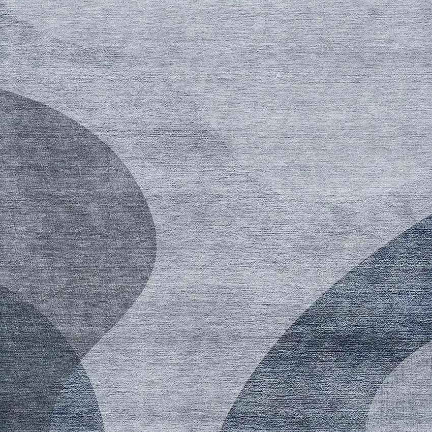 Blue And Ivory Geometric Washable Area Rug With UV Protection Photo 3