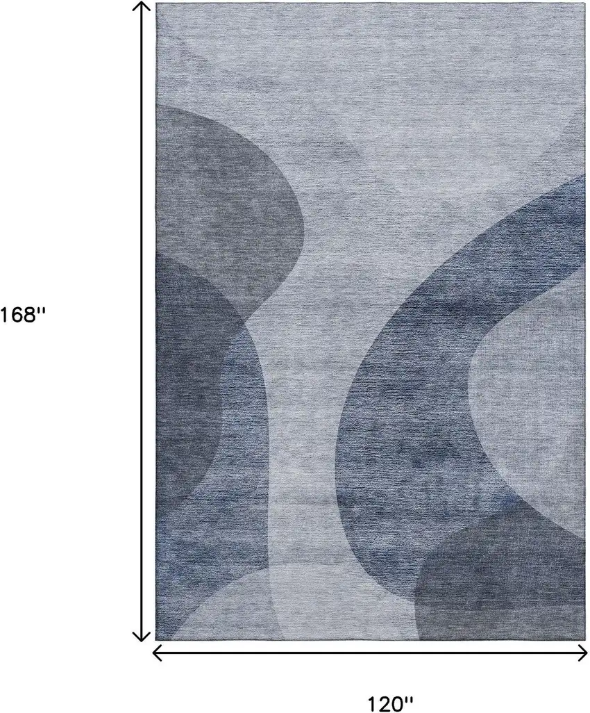 Blue And Ivory Geometric Washable Area Rug With UV Protection Photo 4