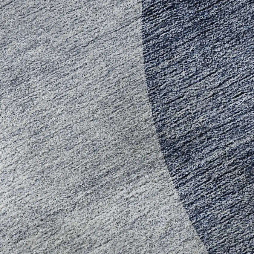 Blue And Ivory Geometric Washable Area Rug With UV Protection Photo 9