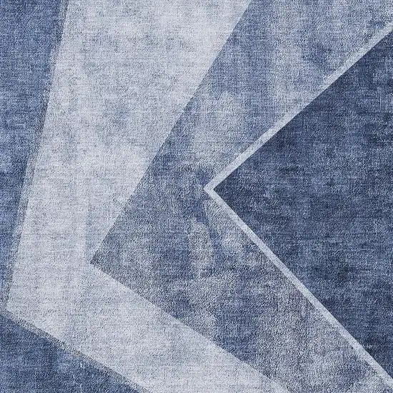 Blue And Ivory Geometric Washable Area Rug With UV Protection Photo 4