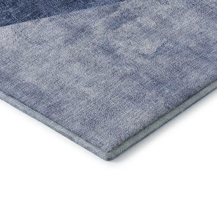 Blue And Ivory Geometric Washable Area Rug With UV Protection Photo 7