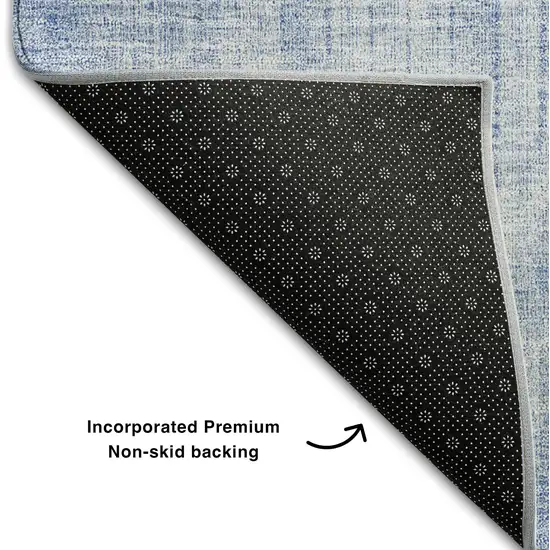 Blue And Ivory Geometric Washable Area Rug With UV Protection Photo 4