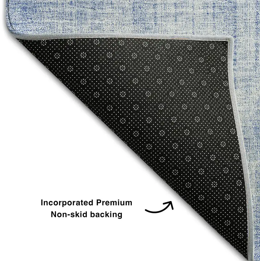 Blue And Ivory Geometric Washable Area Rug With UV Protection Photo 4