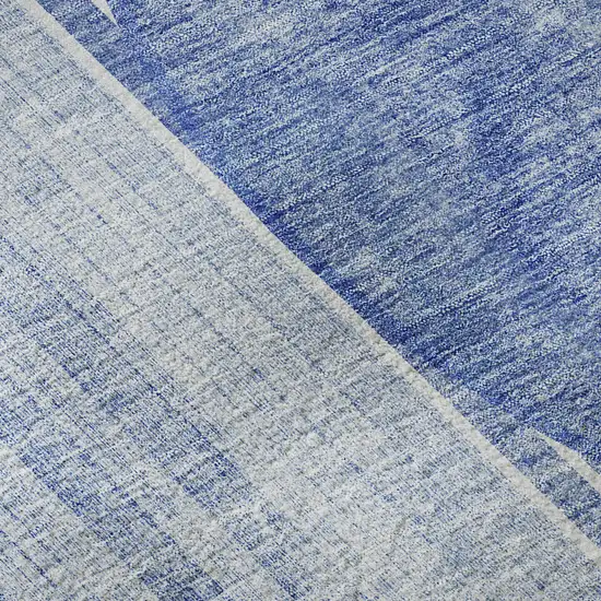 Blue And Ivory Geometric Washable Area Rug With UV Protection Photo 7