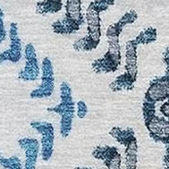 Blue And Ivory Geometric Washable Area Rug With UV Protection Photo 4