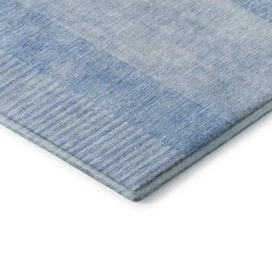 Blue And Ivory Geometric Washable Area Rug With UV Protection Photo 7