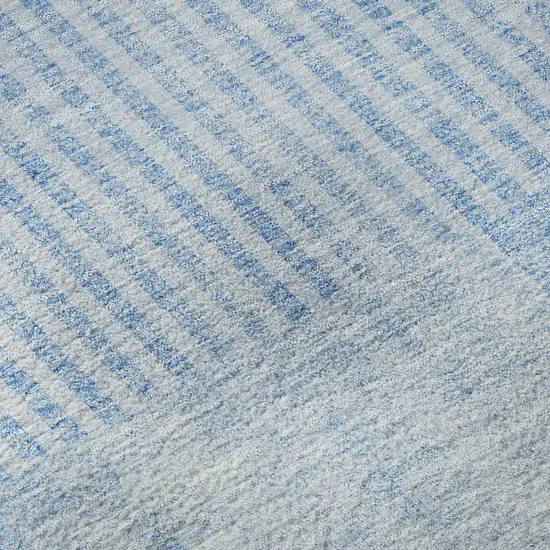 Blue And Ivory Geometric Washable Area Rug With UV Protection Photo 9