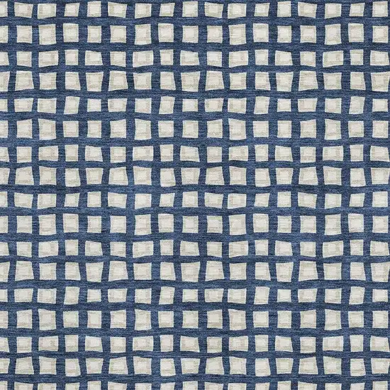 Blue And Ivory Geometric Washable Area Rug With UV Protection Photo 3