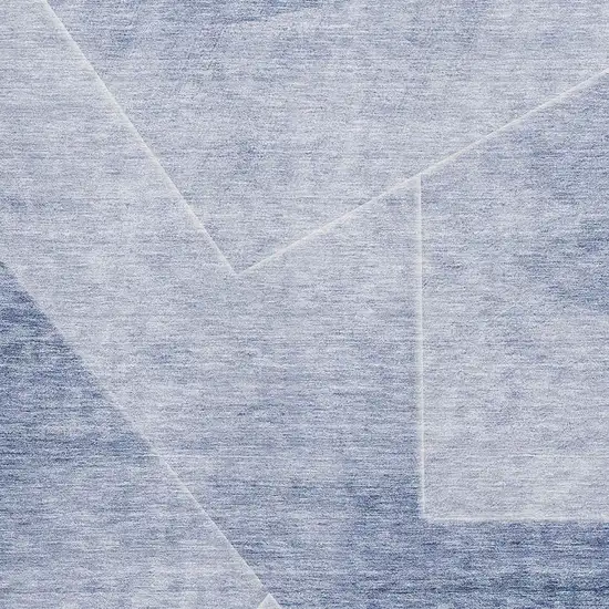 Blue And Ivory Geometric Washable Area Rug With UV Protection Photo 3