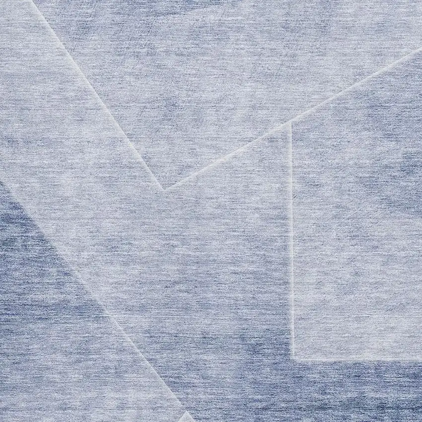 Blue And Ivory Geometric Washable Area Rug With UV Protection Photo 3