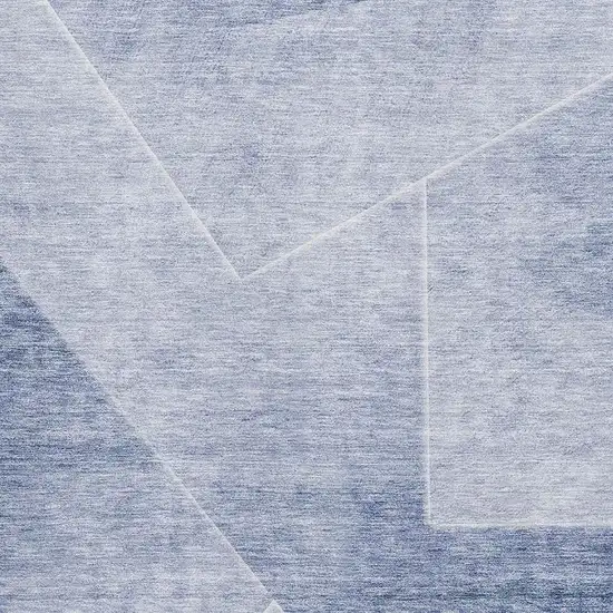 Blue And Ivory Geometric Washable Area Rug With UV Protection Photo 3